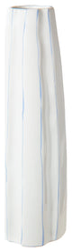 Round Ceramic Vase with Crooked Pattern Design Gloss White Finish, Large