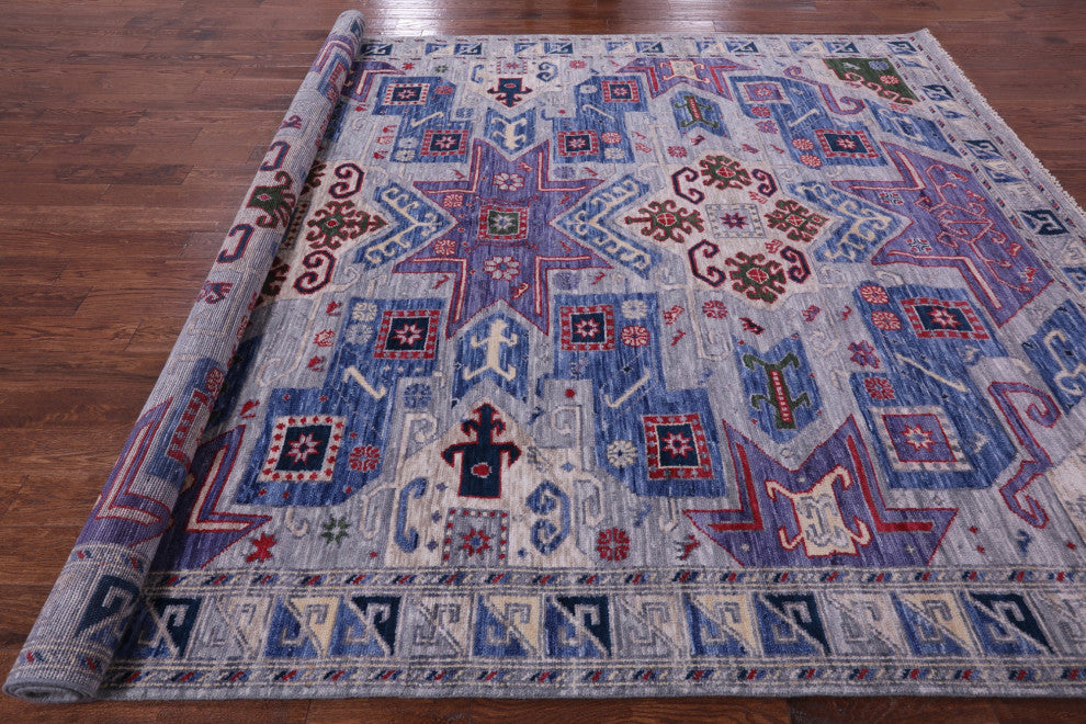 9' 2" X 12' 3" Kazak Handmade Wool Rug - Q13270
