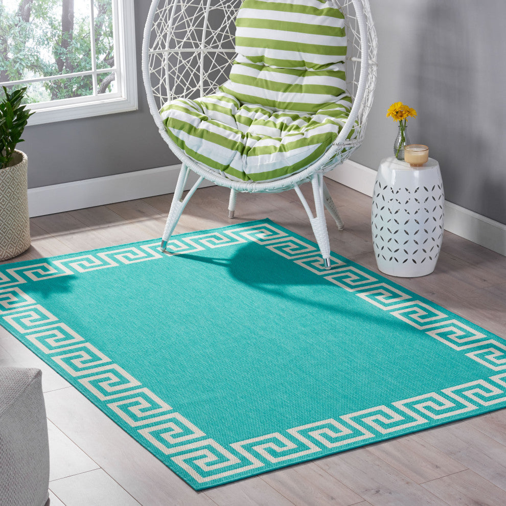 Maxim Indoor Area Rug, Teal/Ivory, 5'3"x7'