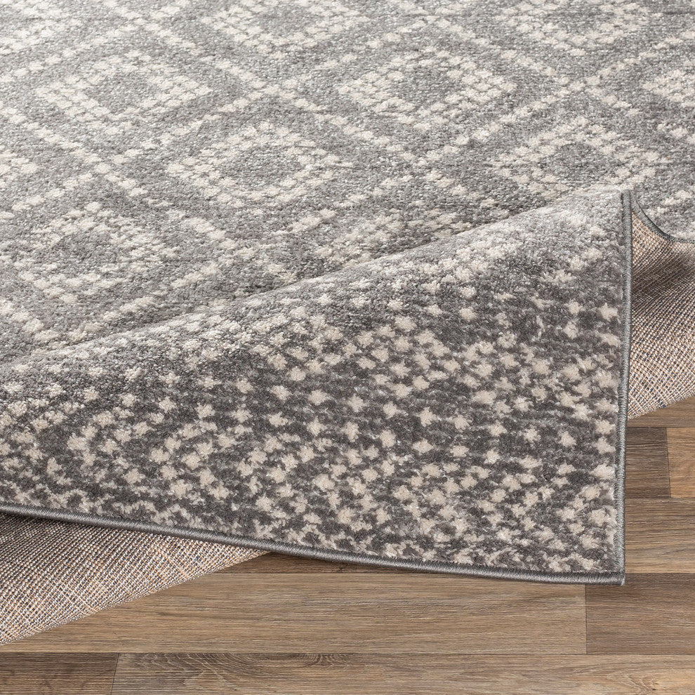 Surya Sunderland SUN-2302 5'3"x7'3" Rug, Medium Gray/Light Gray/White