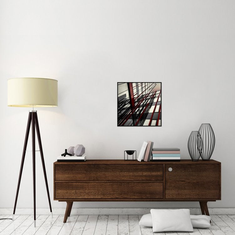 "Red Lines" Framed Canvas Giclee by Gilbert Claes, 23x23"