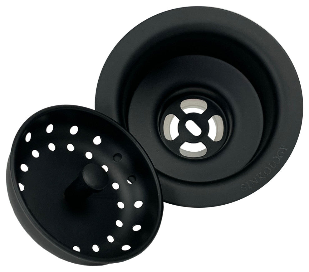 SinkSense Matte Black 3.5" Basket Strainer Drain with Post Style Basket