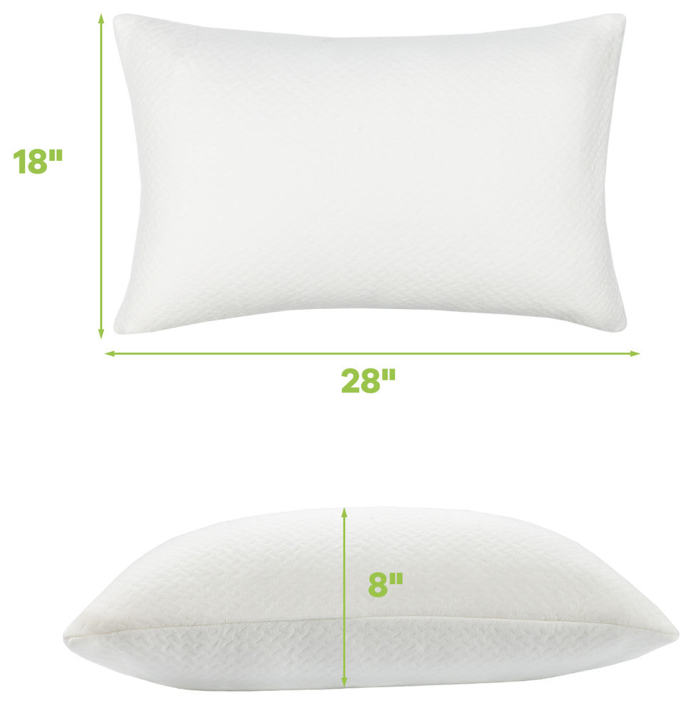 Costway 2Pack Shredded Memory Foam Bed Pillows Bamboo Cooling Cover 28''x18''