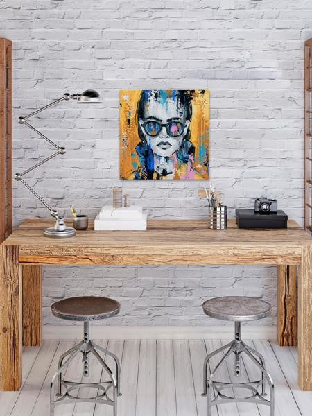 "Serious Chic" Painting Print on Wrapped Canvas, 18"x18"