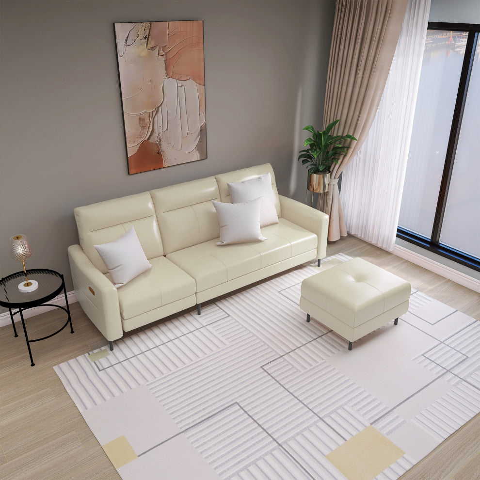 L-Shaped Leather Sectional Sofa Set Cushions Sectional Sofa Footrests