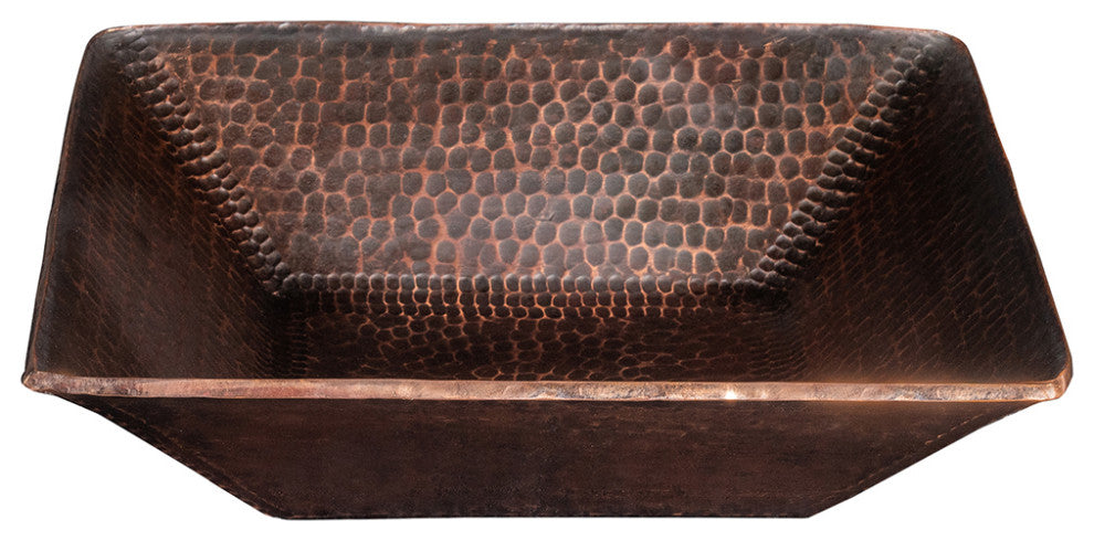 14" Square Hand Forged Old World Copper Vessel Sink