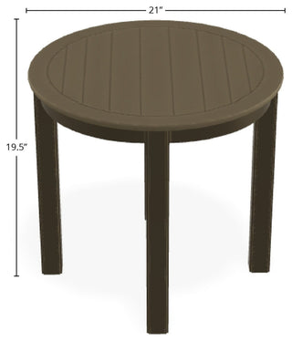 21" Round Marine Grade Outdoor End Table, Beachwood