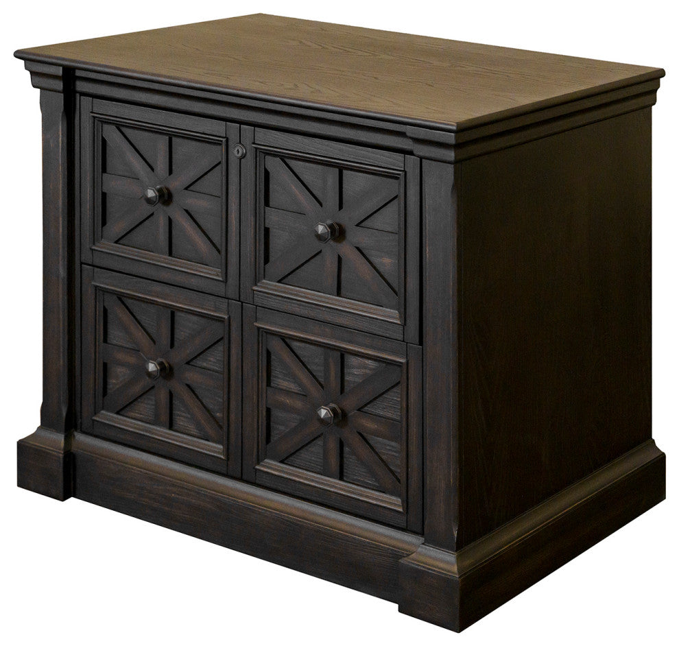 Traditional Wood Lateral File Storage File Drawer Fully Assembled Dark Brown