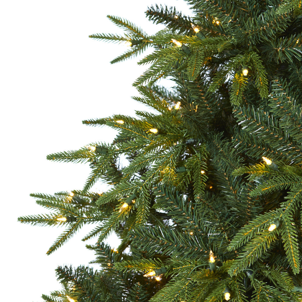 7.5' Colorado Mountain Fir Natural Faux Xmas Tree W/Lights & Bendable Branches