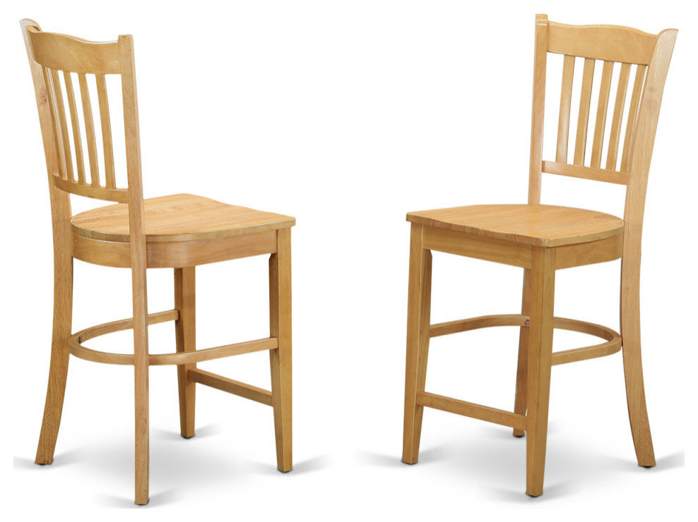 Groton Counter Stools With Wood Seat, Oak Finish Set of 2