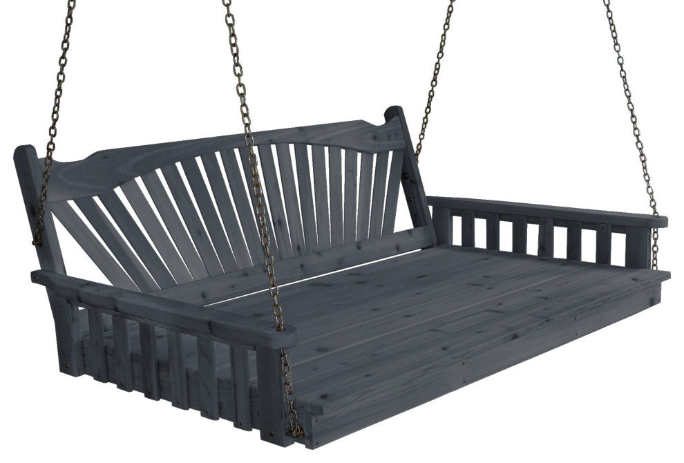 Pine Fanback Swingbed, Charcoal Stain, 6 Foot