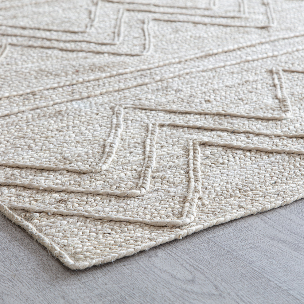 9' x 12' Kresty Ivory Chevron Braided Area Rug