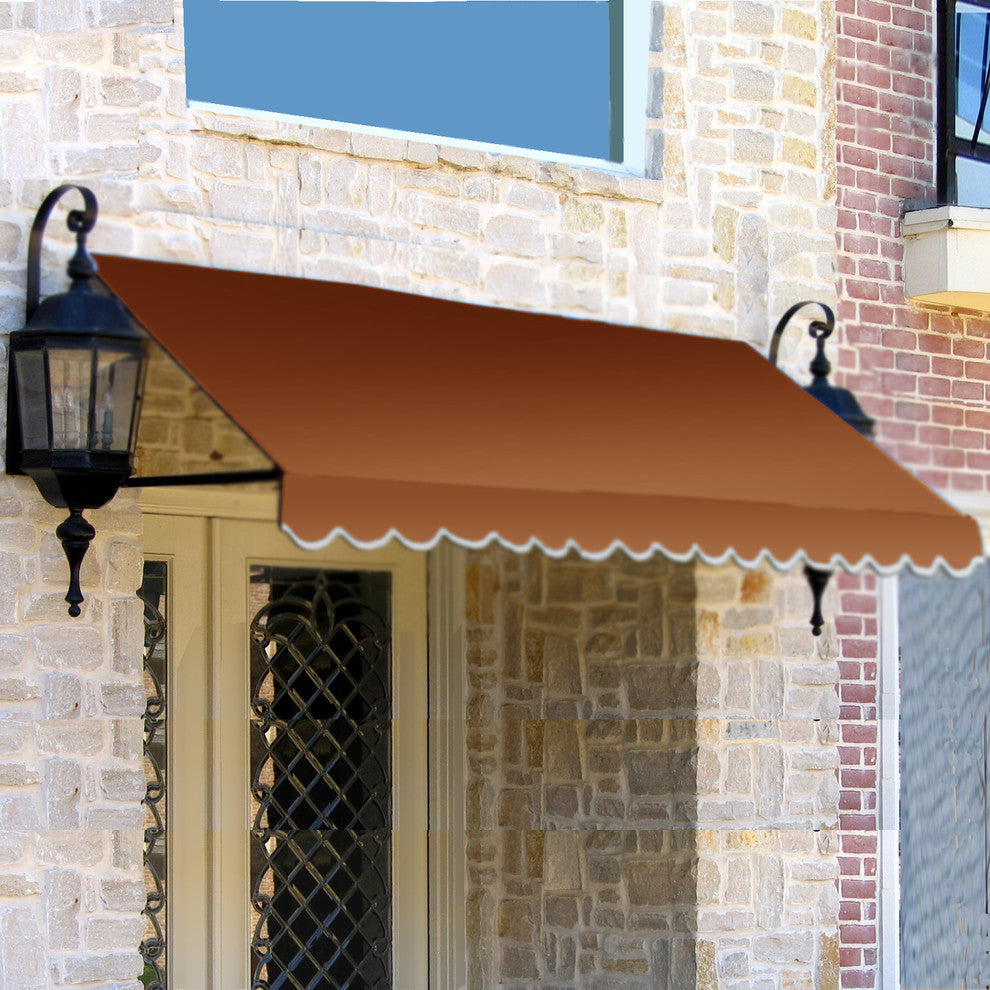 Awntech 5' Dallas Retro Acrylic Fabric Fixed Awning, Terracotta