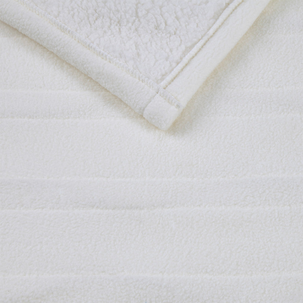 Serta Fleece to Sherpa Heated 50x60" Fleece Sherpa Electric Throw Blanket, White
