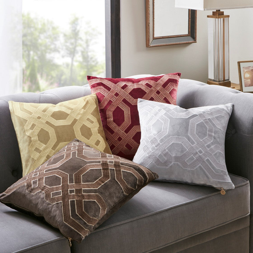 Croscill Biron Traditional Sqaure Pillow 18x18, Gold