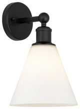 Berkshire 1-Light 8" Sconce, Matte Black Finish, Matte White Shade