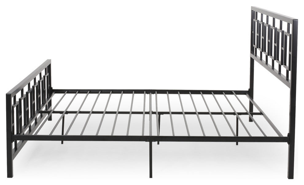 Moore Modern Iron King Bed Frame, Flat Black