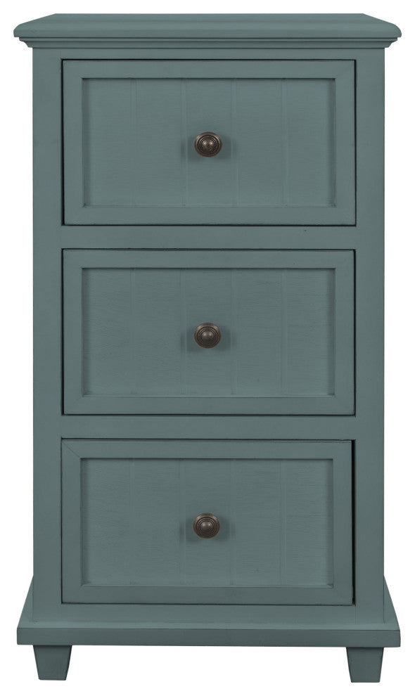 Aged Seafoam Three Drawer Side Table 13"Wx30"H16"D