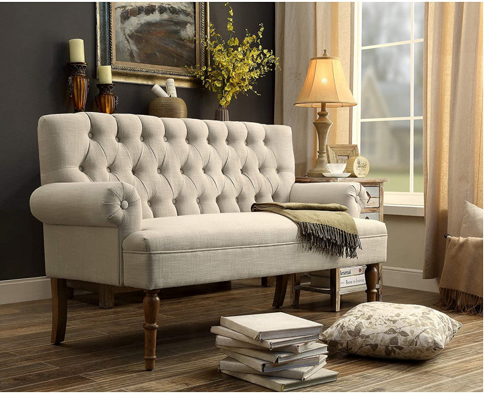 Elegant contemporary look Loveseat, Beige