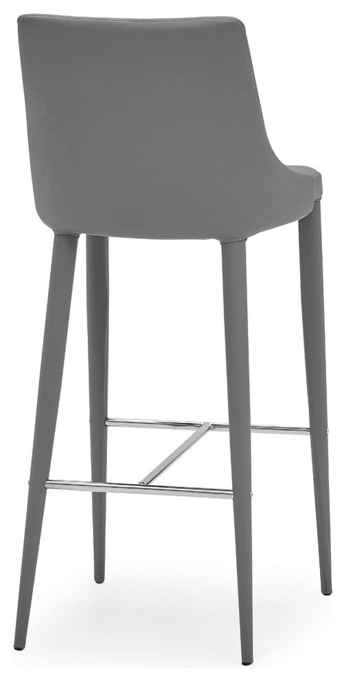 Jillian Gray Leatherette Bar Stool with Stainless Steel Base
