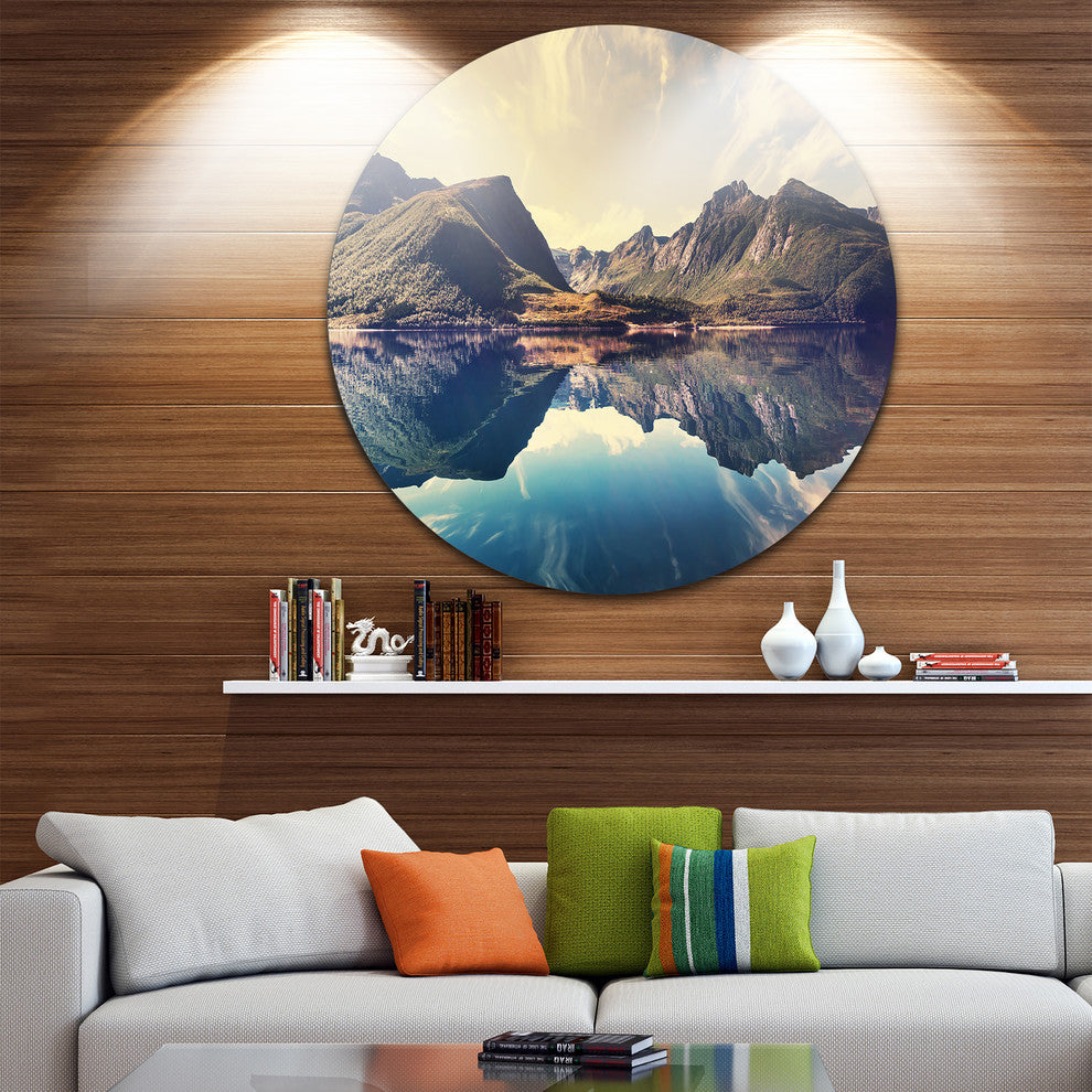 Norway Summer Mountains, Landscape Photo Disc Metal Wall Art, 23"
