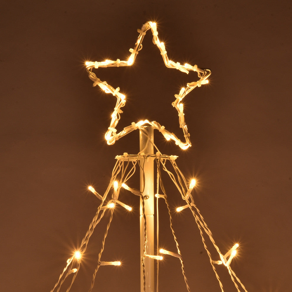 LED Waterfall Cone Tree Light 9 Strings with Star Finial Christmas Decoration