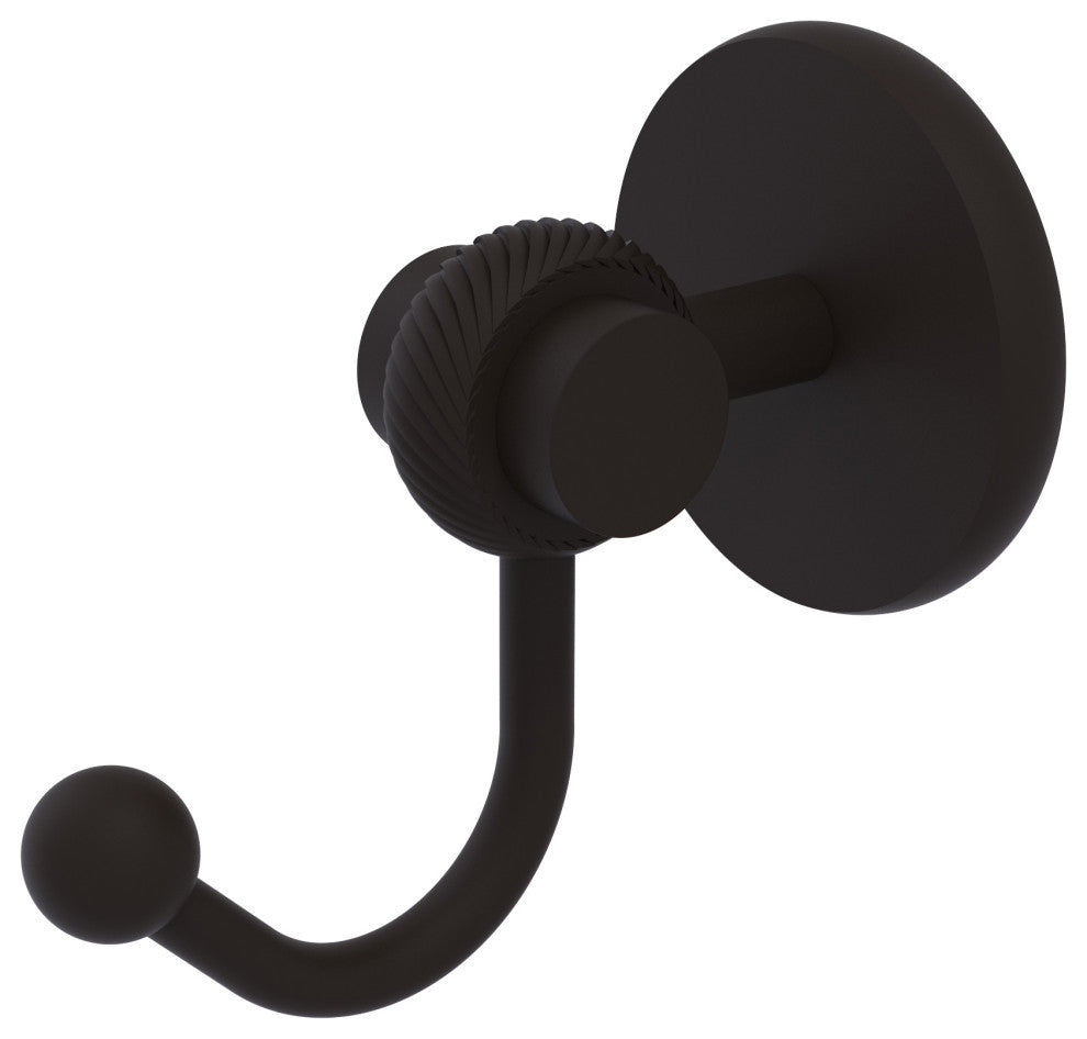 Satellite Orbit Two Robe Hook With Twist Accents, Oil Rubbed Bronze