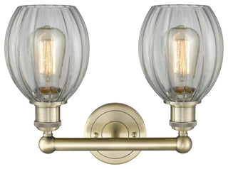 Eaton 2-Light 15" Bath Vanity Light, Antique Brass Finish, Clear Shade