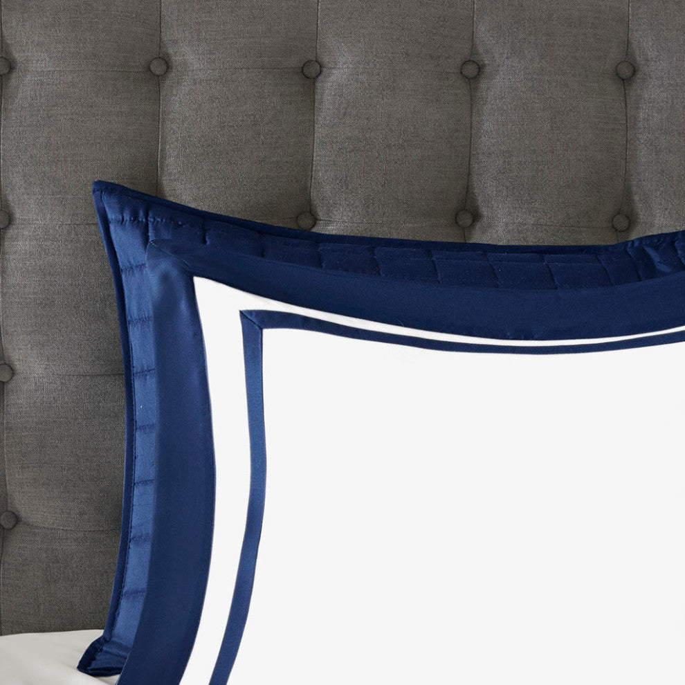 Madison Park Heritage 8 Piece Comforter and Quilt Set Collection, Navy