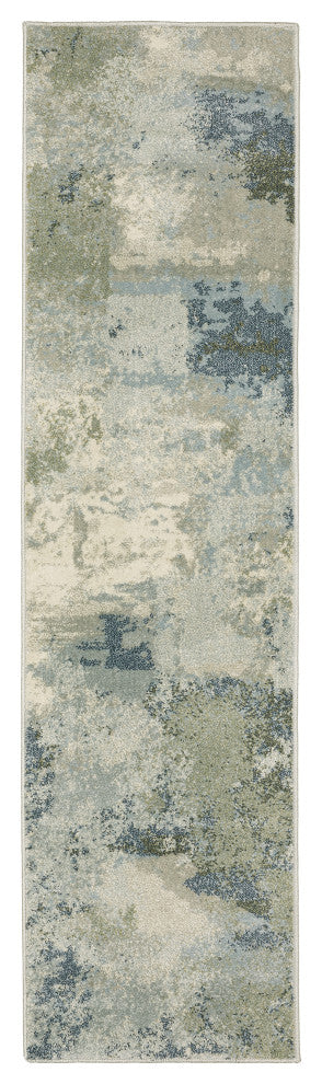 Bastian Contemporary Abstract Blue/ Green Indoor Area Rug, Blue, 1'10"x7'3"