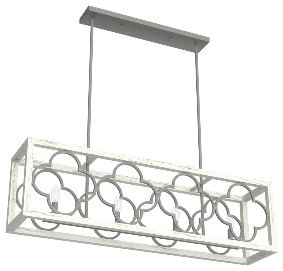 Hunter Gablecrest Painted Concrete and Rustic White Linear Chandelier