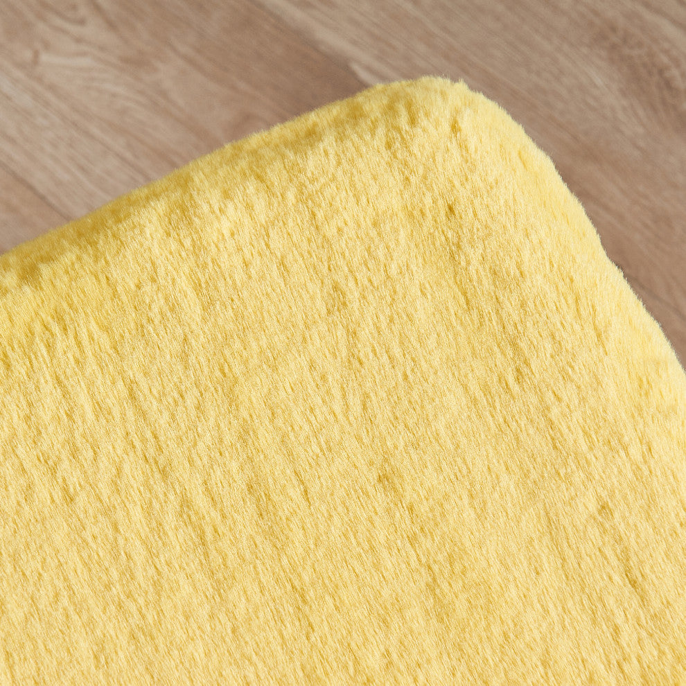 Heavy Faux Fur Storage Sunshine Yellow Ottoman 18" x 36" x 10"