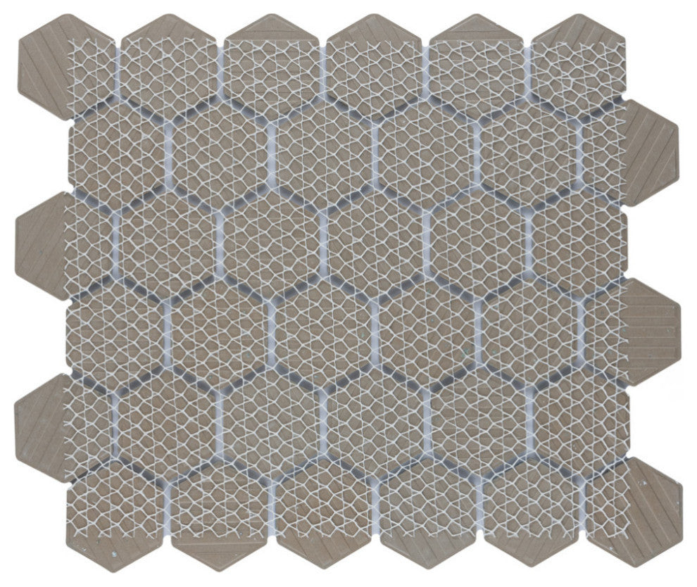 Hudson Due 2" Hex Silk White Porcelain Floor and Wall Tile