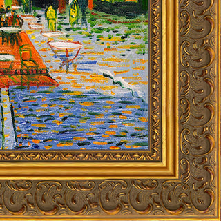 Cafe Terrace at Night, Baroque Antique Gold Frame