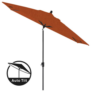 10'x6.5' Rectangular Auto Tilt Market Umbrella, Grey Frame, Sunbrella, Rust
