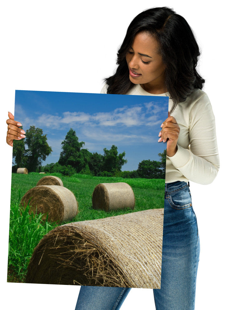 Hay Whatcha Doin in the Field Rural Unframed Wall Art Print, 16" X 20"