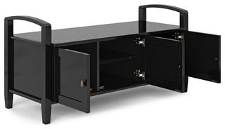 Warm Shaker Solid Wood 44" Rustic Entryway Storage Bench, Black