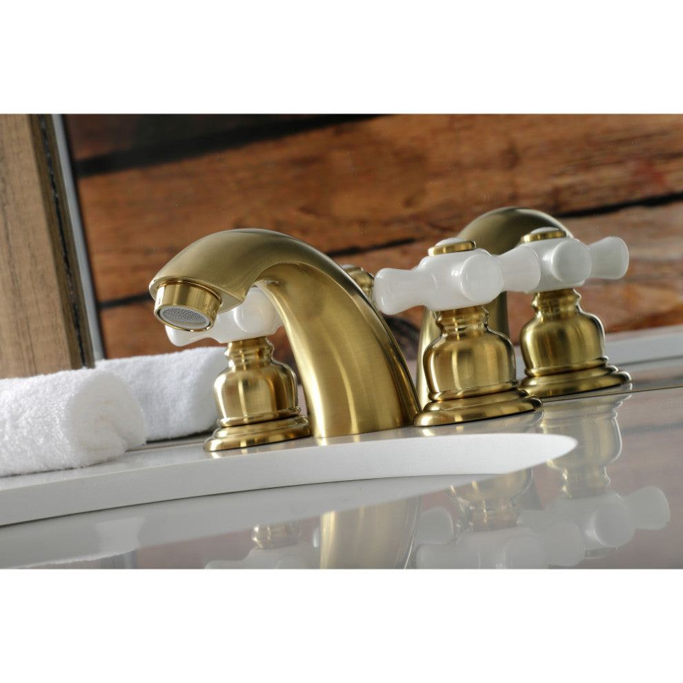 Kingston Brass Victorian Widespread Bathroom Faucet, Brushed Brass
