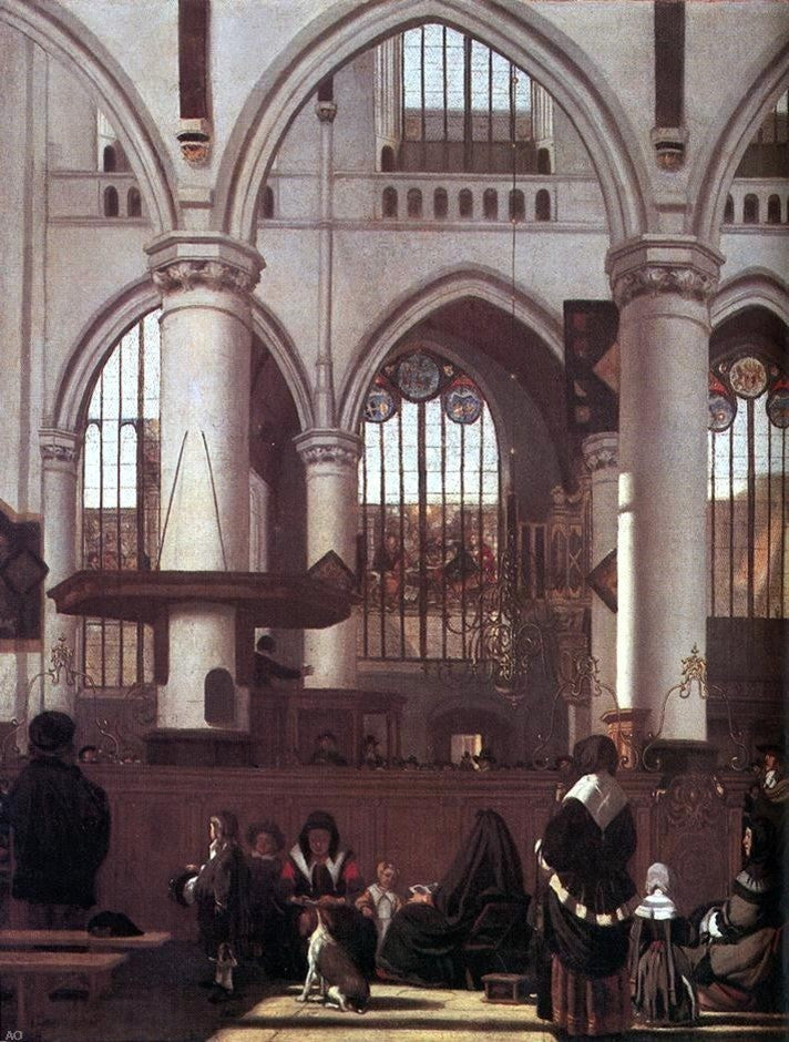 Emanuel De Witte The Interior of the Oude Kerk Amsterdam Wrapped Canvas