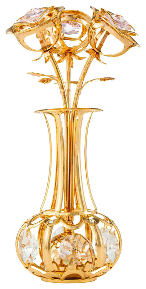 24k Gold Plated Flowers Bouquet and Vase