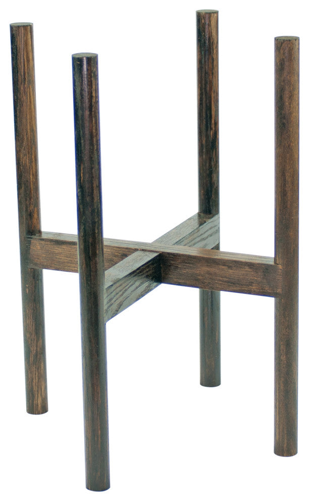 Large Wood Plant Stand With Round Legs 10'' Dark Walnut Color (Ash) Made in USA
