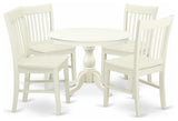 5 Pc Dining Set, Linen White Table, 4 Linen White Chairs, Linen White
