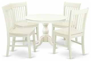 5 Pc Dining Set, Linen White Table, 4 Linen White Chairs, Linen White