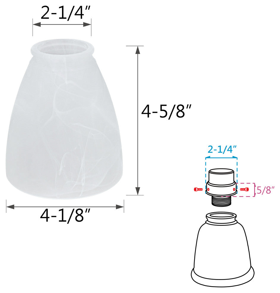 Aspen Creative 23062-4 Alabaster Replacement Glass Shade 4 Pack