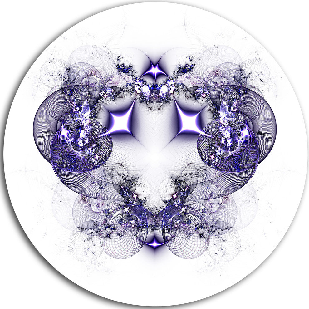 Dark Purple Fractal Flower Design, Abstract Round Wall Art, 36"