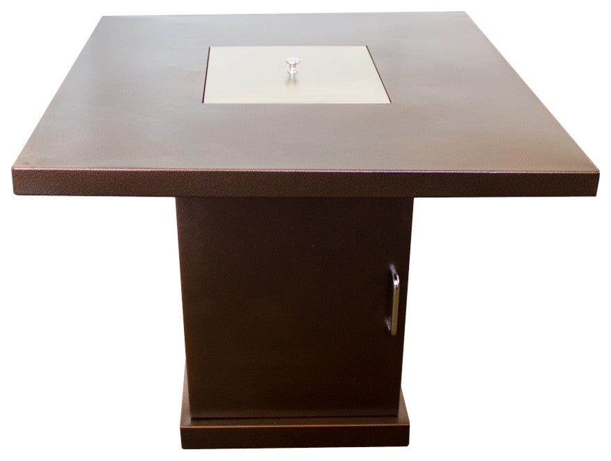 AZ Patio Heaters Hammered Bronze 30" Square LP Fire Pit Table