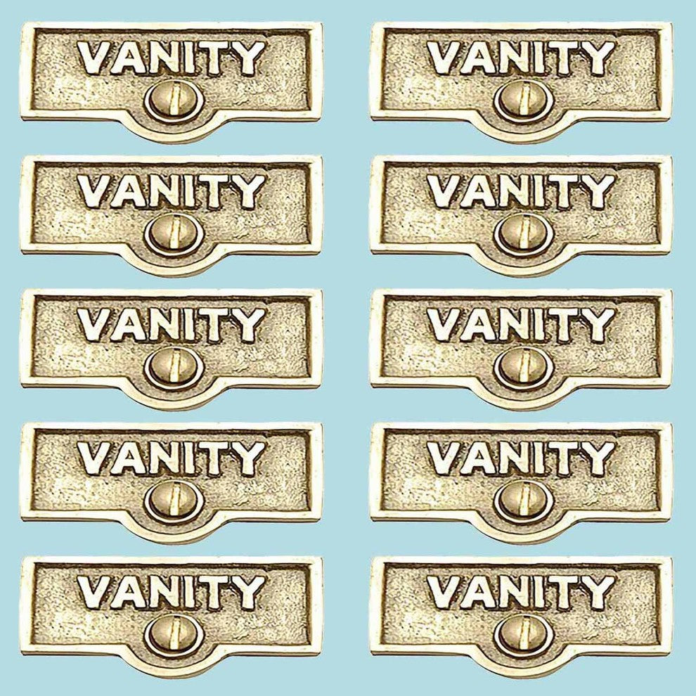 10 Switch Plate Tags VANITY Name Signs Labels Lacquered Brass |