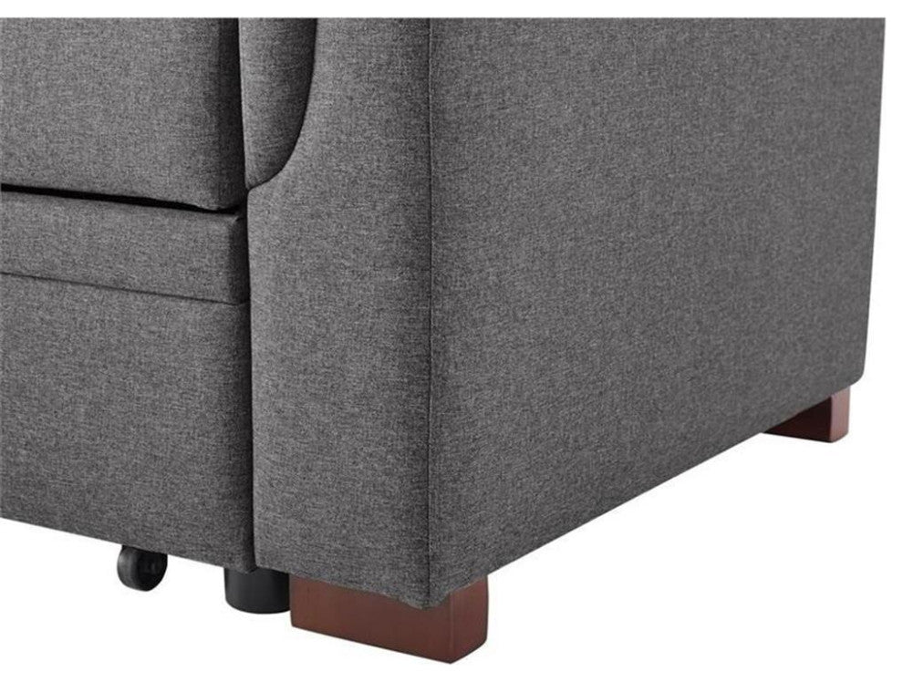 Bowery Hill Fabric Reversible/Sectional Modern Sleeper Sofa with Storage in Gray