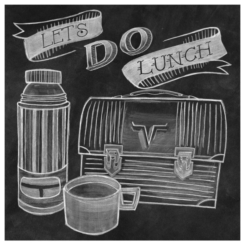 "Let's Do Lunch Chalk" Digital Paper Print by Mary Urban, 42"x42"