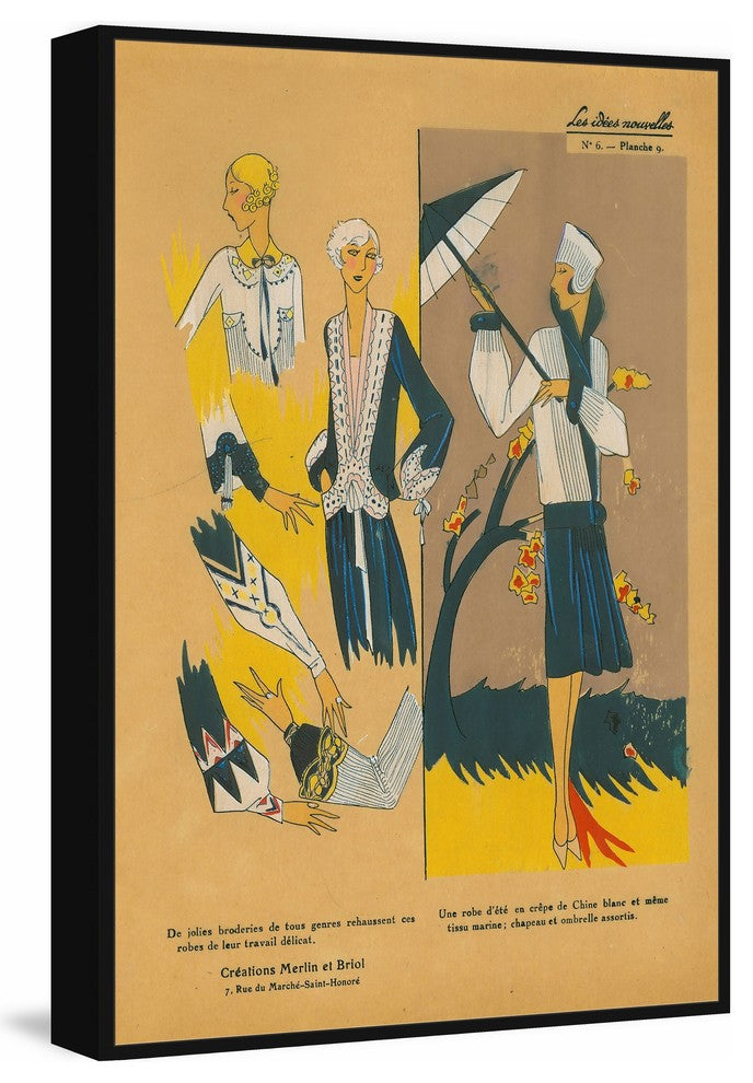 "Blue and Gold Flair" Floater Framed Painting Print on Canvas, 40"x60"